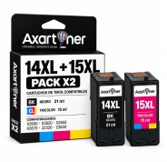 Compatible Pack Lexmark 14 XL Negro + Lexmark 15XL Tricolor Cartuchos de Tinta