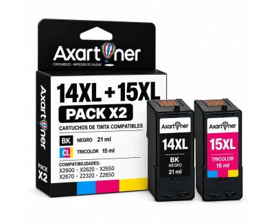 Compatible Pack Lexmark 14 XL Negro + Lexmark 15XL Tricolor Cartuchos de Tinta