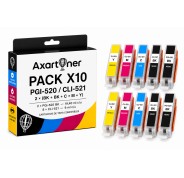 Compatible Pack x 10 Canon PGI520 / CLI521 Cartuchos de Tinta PGI-520 / CLI-521