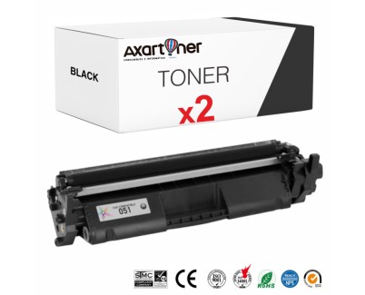 Compatible Pack x 2 Canon 051 Negro Cartucho de Toner 2168C001 para Canon LBP160, LBP162, MF260, MF264, MF267, MF269