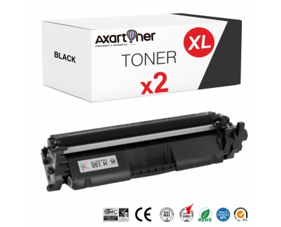 Compatible Pack x 2 Canon 051H Negro Cartucho de Toner 2169C001 para Canon LBP160, LBP162, MF260, MF264, MF267, MF269