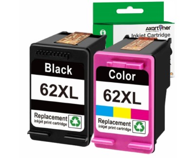 Compatible Pack x 2 HP 62XL (Negro 1 ud. + TRICOLOR 1 ud.) Cartuchos de Tinta - C2P05AE / C2P07AE