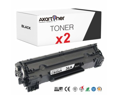 Compatible Pack x 2 HP CB436A Negro Cartucho de Toner 36A