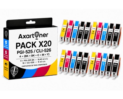 Compatible Pack x 20 Canon PGI525 / CLI526 Cartuchos de Tinta PGI-525 / CLI-526