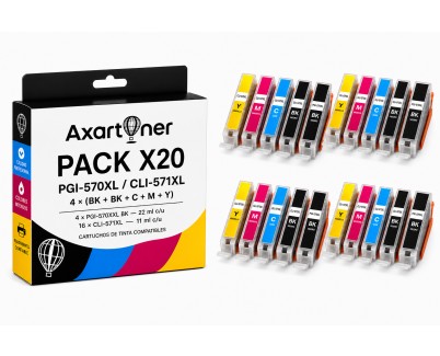 Compatible Pack x20 Canon PGI570 XL / CLI571 XL Cartuchos de Tinta
