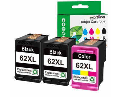 Compatible Pack x 3 HP 62XL (Negro 2 ud. + TRICOLOR 1 ud.) Cartuchos de Tinta - C2P05AE / C2P07AE