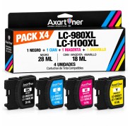 Compatible Pack x 4 Brother LC-980XL / LC-1100XL Cartuchos de Tinta LC980 / LC1100