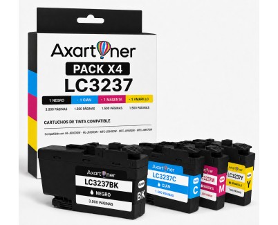 Compatible Pack x 4 Brother LC3237 Cartuchos de Tinta Pigmentada LC-3237 para HL-J6000DW HL-J6100DW MFC-J5945DW MFC-J6945DW MFC-J6947DW
