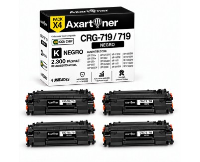 Compatible Pack x 4 Canon 719 Negro Cartuchos de Toner 3479B002