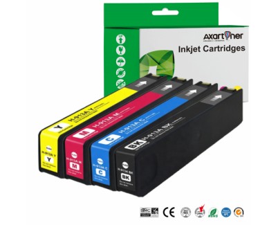 Compatible Pack x4 HP 913A (chip actualizado) Cartuchos de Tinta Pigmentada