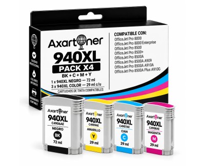 Compatible Pack x 4 HP 940XL Cartuchos de Tinta