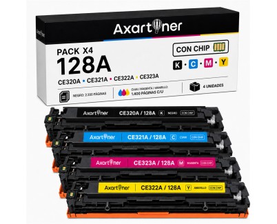 Compatible Pack x 4 HP CE320A / CE321A / CE322A / CE323A Cartuchos de Toner 128A