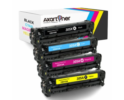 Compatible Pack x 4 HP CE410X / CE411A / CE412A / CE413A - 305X / 305A Cartuchos de Toner