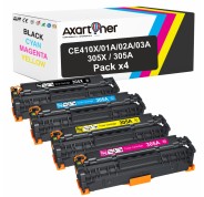 Compatible Pack x 4 HP CE410X / CE411A / CE412A / CE413A - 305X / 305A Cartuchos de Toner para HP LaserJet Pro 400 Color MFP M475dn MFP M475dw M451dn M451nw M451dw Pro 300 Color MFP M375nw