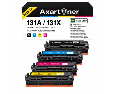Compatible Pack x 4 HP CF210X / CF211A / CF212A / CF213A Cartuchos de Toner 131X / 131A