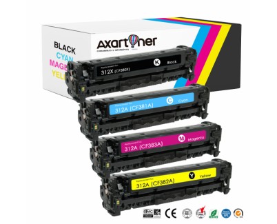 Compatible Pack x 4 HP CF380X / CF381A / CF382A / CF383A / 312A - 312X / 312A Cartuchos de Toner