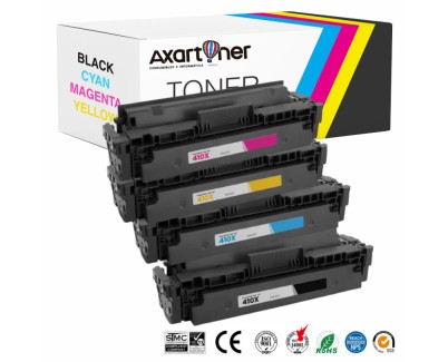 Compatible Pack x 4 HP CF410X / CF411X / CF412X / CF413X Cartuchos de Toner 410X / 410A para HP Color Laserjet Pro M452 - MFP M377, M477