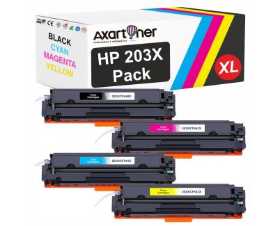 Compatible Pack x 4 HP CF540X / CF541X / CF542X / CF543X Cartuchos de Toner 203X para HP Color LaserJet Pro M254, M280, M281