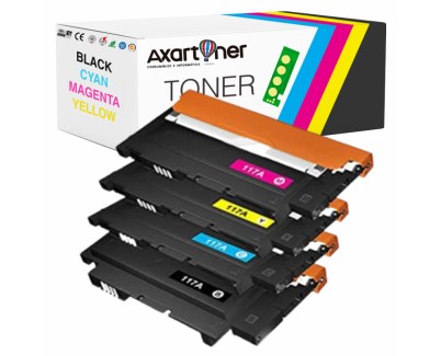 Compatible Pack x 4 HP W2070A / W2071A / W2072A / W2073A 117A CON CHIP Cartuchos de Toner para HP Color Laser 150a, 150nw - MFP 178nw, 178nwg, 179fng, 179fnw, 179fwg