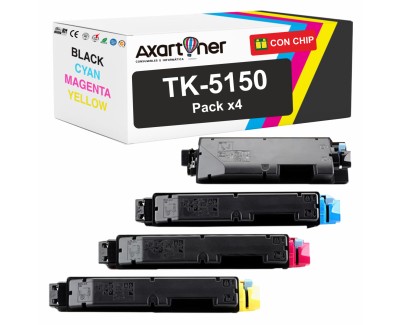 Compatible Pack x 4 Kyocera TK5150 Cartuchos de Toner para Ecosys M6035cidn, M6535cidn, P6035cdn