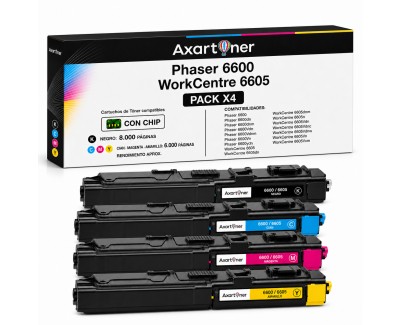 Compatible Pack x 4 Xerox Phaser 6600 / WorkCentre 6605 Cartuchos de Toner