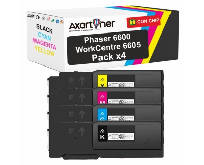 Compatible Pack x 4 Xerox Phaser 6600 / WorkCentre 6605 Cartuchos de Toner
