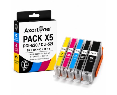 Compatible Pack x 5 Canon PGI520 / CLI521 Cartuchos de Tinta PGI-520 / CLI-521