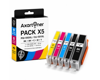 Compatible Pack x 5 Canon PGI550XL / CLI551XL Cartuchos de Tinta