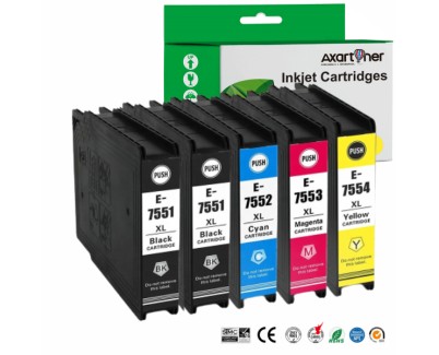 Compatible Pack x 5 Epson T7551 / T7552 / T7553 / T7554 Cartuchos de Tinta Pigmentada