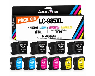 Compatible Pack x10 Brother LC-985XL Cartuchos de Tinta LC985