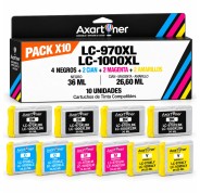 Compatible Pack x10 Brother LC1000XL / LC970XL LC-1000 / LC-970 Cartuchos de Tinta
