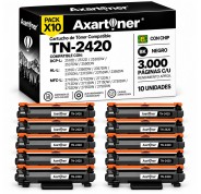 Compatible Pack x10 Brother TN2420 Negro - CON CHIP - Cartucho de Toner TN-2420 para Brother HL-L2310D HL-L2350DN HL-L2530DW HL-L2370DN HL-L2375DW DCP-L2510D MFC-L2710DN MFC-L2730DW MFC-L2750DW