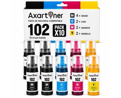 Compatible Pack x10 Epson 102 Botellas de Tinta
