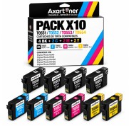 Compatible Pack x10 Epson T0551/2/3/4 Cartuchos de tinta para Stylus Photo R240, R245, RX420, RX425, RX520