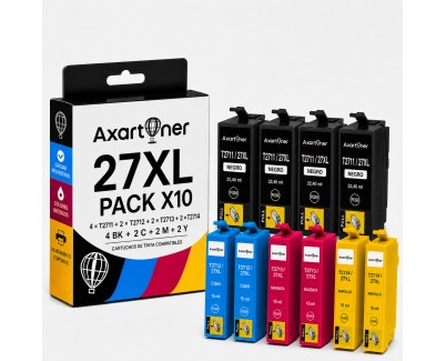 Compatible Pack x10 Epson T2711 / T2712 / T2713 / T2714 - 27XL Cartuchos de Tinta