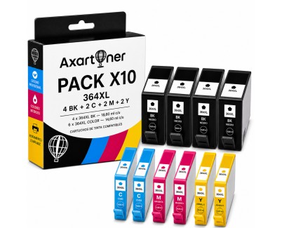 Compatible Pack x10 HP 364XL Cartuchos de Tinta