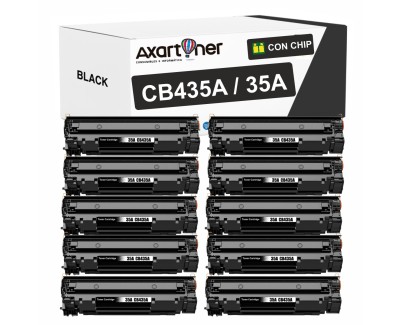 Compatible Pack x10 HP CB435A / 35A Negro Cartucho de Toner para HP LaserJet P1000 P1002 P1005 P1006 P1007 P1009 P1008