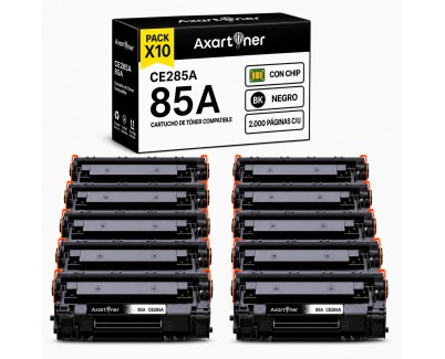 Compatible Pack x10 HP CE285A / 85A Negro Cartucho de Toner para HP LaserJet Pro P1102, P1102w, M1212nf, P1109w, M1217nfw, MF3010, 1102w