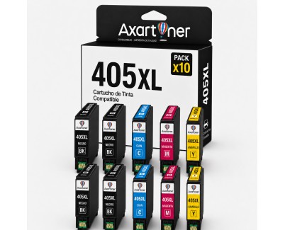 Compatible Pack x10 Tinta Epson 405XL para WorkForce Pro WF3820, 3825, 3830, 4820, 4825, 4830, 7830, 7835, 7840