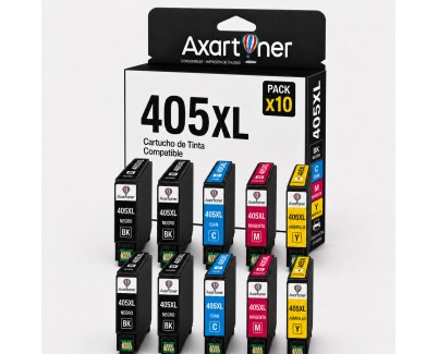 Compatible Pack x10 Tinta Epson 405XL para WorkForce Pro WF3820, 3825, 3830, 4820, 4825, 4830, 7830, 7835, 7840