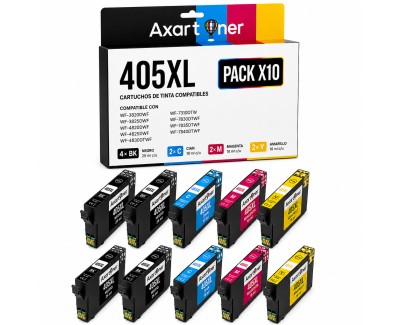 Compatible Pack x10 Tinta Epson 405XL para WorkForce Pro WF3820, 3825, 3830, 4820, 4825, 4830, 7830, 7835, 7840