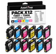 Compatible Pack x12 Epson T0801/2/3/4/5/6 Cartuchos de Tinta