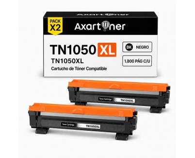 Compatible Pack x2 Brother TN1050 XL Negro Cartucho de Toner para Brother HL-1110 HL-1112 HL-1212 HL-1210 DCP-1510 DCP-1610 DCP-1612 DCP-1512 MFC-1810 MFC-1910