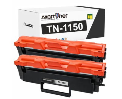 Compatible Pack x2 Brother TN1150 Negro Cartucho de Toner para Brother DCP-L1640 / DCP-L1642 / DCP-L1660 / HL-L1240 / HL-L1242