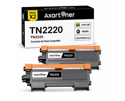 Compatible Pack x2 Brother TN2220 Negro Cartucho de Toner para Brother MFC-7360N HL-2130 MFC-7460DN MFC-7860DW FAX-2840 FAX-2940 HL-2240 HL-2250DN HL-2135W DCP-7055 DCP-7055
