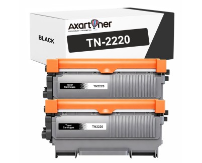 Compatible Pack x2 Brother TN2220 Negro Cartucho de Toner para Brother MFC-7360N HL-2130 MFC-7460DN MFC-7860DW FAX-2840 FAX-2940 HL-2240 HL-2250DN HL-2135W DCP-7055 DCP-7055