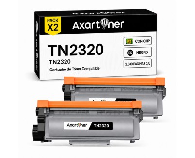 Compatible Pack x2 Brother TN2320 Negro Cartuchos de Toner para Brother MFC-L2700DW HL-L2300D HL-L2340DW DCP-L2520DW DCP-L2500D DCP-L2540DN MFC-L2720DW MFC-L2740DW