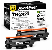 Compatible Pack x2 Brother TN2420 Negro - CON CHIP - Cartucho de Toner TN-2420 para Brother HL-L2310D HL-L2350DN HL-L2530DW HL-L2370DN HL-L2375DW DCP-L2510D MFC-L2710DN MFC-L2730DW MFC-L2750DW