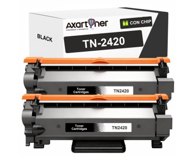 Compatible Pack x2 Brother TN2420 Negro - CON CHIP - Cartucho de Toner TN-2420 para Brother HL-L2310D HL-L2350DN HL-L2370DN HL-L2375DW DCP-L2510D DCP-L2530DW MFC-L2710DN MFC-L2730DW MFC-L2750DW