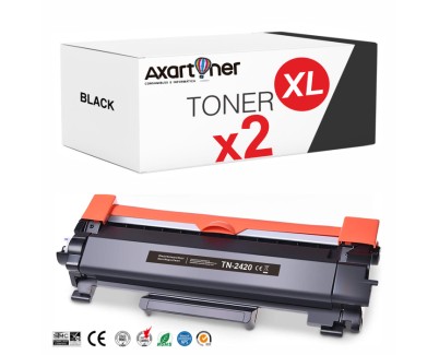 Compatible Pack x2 Brother TN2420 XL Negro - CON CHIP - Cartucho de Toner TN-2420 (ALTA CAPACIDAD / JUMBO)